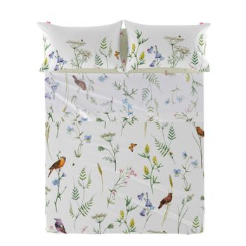 Juego de Sábanas Estampadas Algodón 100% 3 Piezas 210x270 Cama 135 MUSTARD  BIRDS