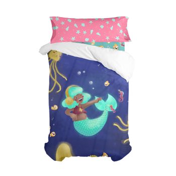 Juego Nórdico 2 Piezas 100% Algodón Happy Mermaid 180x220 Cm (cama 105) Multicolor