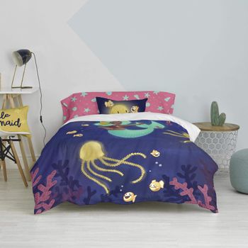 Juego Nórdico 2 Piezas 100% Algodón Happy Mermaid 155x220 Cm (cama 80/90) Multicolor