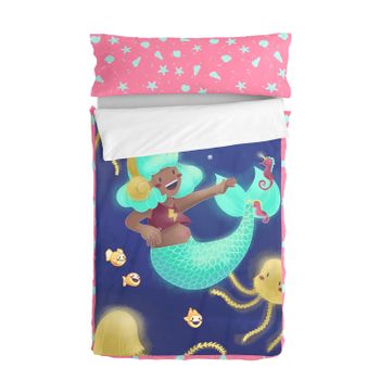 Saco Nórdico 100% Algodón Happy Mermaid 105x200 Cm (cama 105) Con Relleno Multicolor