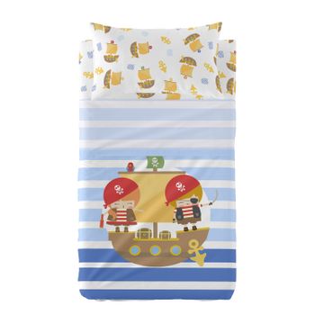 Juego De Sábanas 2 Piezas 100% Algodón Pirate Ship 100x130 Cm (cuna) Multicolor