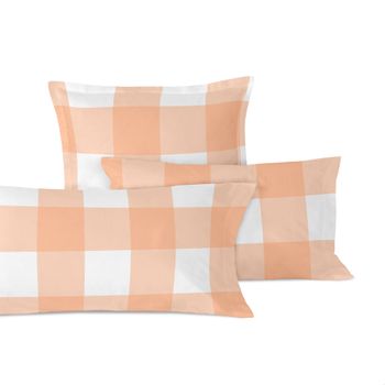 Funda De Almohada 100% Algodón Gingham 45x110 Cm (cama 90/180/200) Melocotón