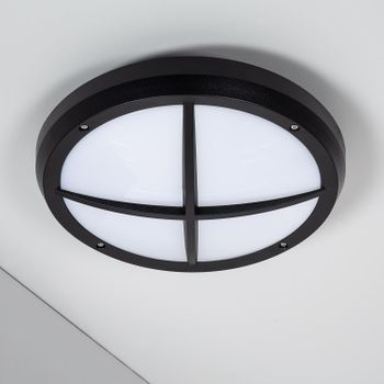 Plafón Led 13.5w Circular Para Exterior Ø300 Mm Ip65 Linus Blanco Neutro 4000k Negro