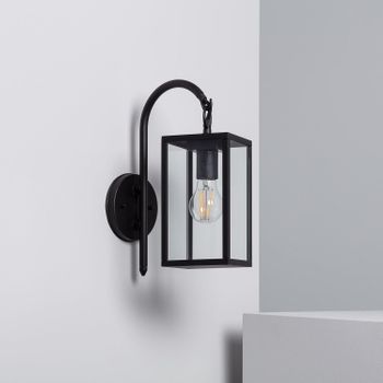 Lámpara De Pared Exterior De Aluminio Y Cristal Brazo Superior Atrium Negro Negro