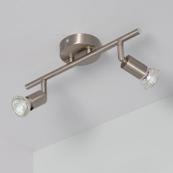 Lámpara De Techo Orientable Aluminio Oasis 2 Focos Plata Plata