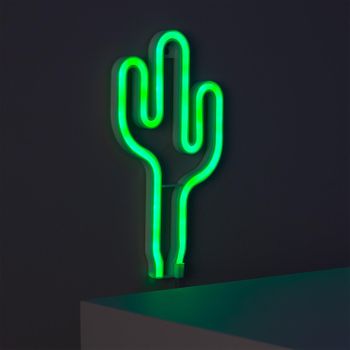 Neón Led Cactus Con Batería Verde