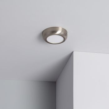 Plafón Led 6w Circular Metal Ø120 Mm Design Silver Blanco Cálido 3000k