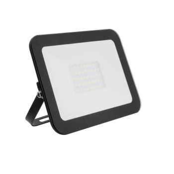 Foco Proyector Led 30w 120lm/w Ip65 Slim Cristal Negro Blanco Cálido  3000k