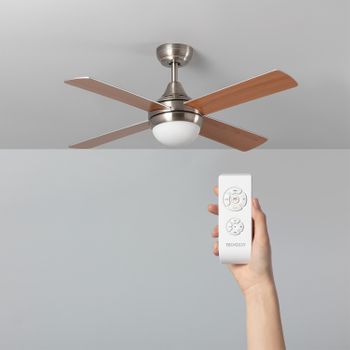 Ventilador De Techo 40w Silencioso Ø132 Cm, Blanco- Madera Oscura- Sin Luz-  Wifi + Mando A Distancia, Create - Windstylance Dc con Ofertas en Carrefour