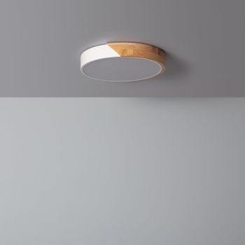 Plafón Led 18w Circular Madera Ø320 Mm Cct Seleccionable Semi-dari Blanco