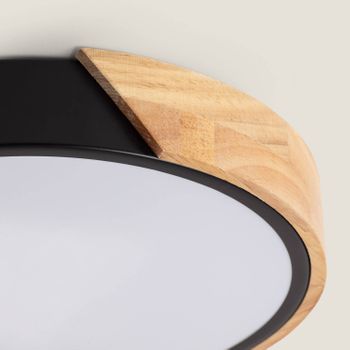 Plafón Led 18w Circular Madera Ø320 Mm Cct Seleccionable Semi-dari Negro