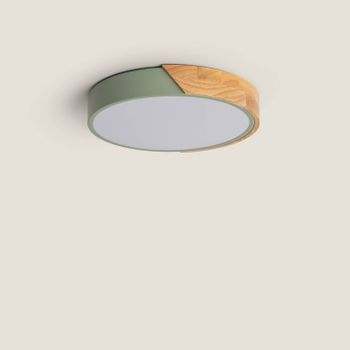 Plafón Led 18w Circular Madera Ø320 Mm Cct Seleccionable Semi-dari Verde