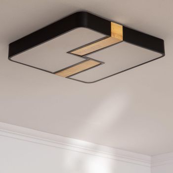 Plafón Led 35w Cuadrado Metal 480x480 Mm Cct Seleccionable Brusk Negro