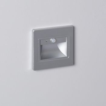 Baliza De Pared Led 1.5 W Empotrable Con Sensor Pir Bark Gris Blanco Cálido  3000k