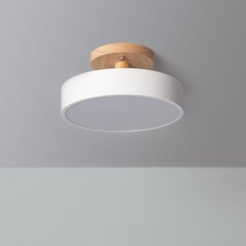 Lámpara De Techo Led 12w Madera Y Metal Cct Seleccionable Whisty Blanco