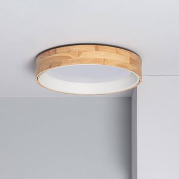 Plafón Led 20w Circular Madera Ø470 Mm Cct Seleccionable Dari Blanco