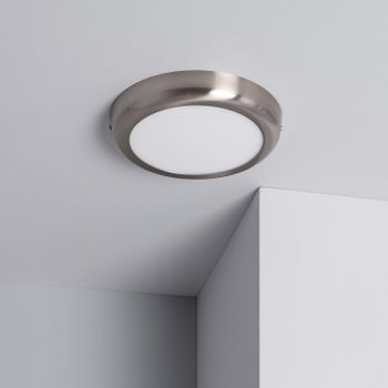 Plafón Led 18w Circular Metal Ø220 Mm Design Silver Blanco Cálido 3000k