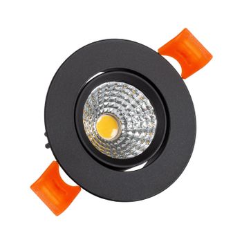 Foco Downlight Led 3w Circular Cob Cri90 Corte Ø 55 Mm Negro Blanco Frío No Flicker 5000k