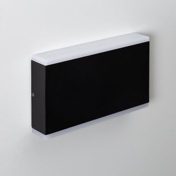 Aplique De Pared Exterior Led 10w Iluminación Doble Cara Rectangular Negro Hera Blanco Cálido 2700k