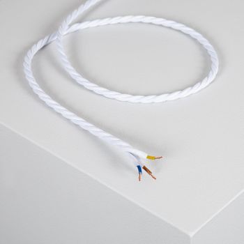 Cable eléctrico decorativo trenzado 25m 2x0.75mm de color blanco -  Cablematic