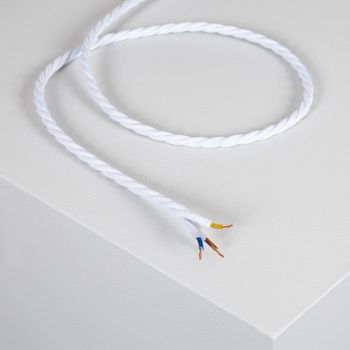 Cable Textil Eléctrico Trenzado Blanco    9 M