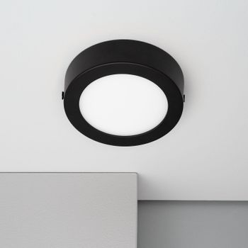 Plafón Led 6w Circular Aluminio Slim Ø110 Mm Cct Seleccionable Galán Switchdimm Cct  Negro