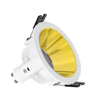 Foco Downlight Cónico Gu10 6w Corte Ø 75 Mm Pc Galvanizado Blanco Cálido 3000k