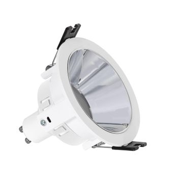 Foco Downlight Cónico Gu10 6w Corte Ø 75 Mm Pc Galvanizado Blanco Cálido  Plata