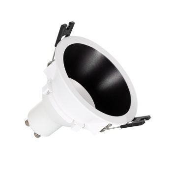 Foco Downlight Cónico Gu10 6w Corte Ø 75 Mm Pc Negro Blanco Cálido No Flicker 3000k