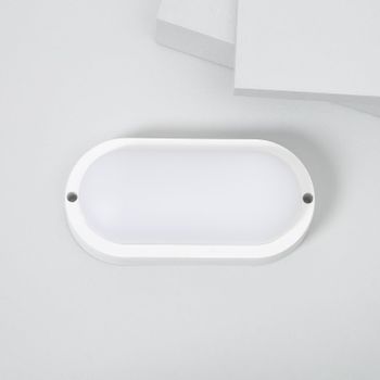 Plafón Led 15w Oval Para Exterior 85x173 Mm Ip65 Hublot White Blanco Frío 6500k