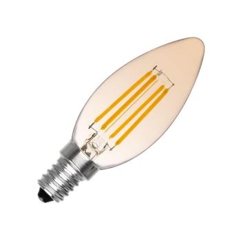 Bombilla Filamento Led E14 6w 600 Lm Regulable C35 Vela Gold Blanco Cálido No Flicker 2700k