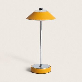 Lámpara De Mesa Led 3w Portátil Cuero Y Metal Con Batería Usb Recargable Limer Amarillo