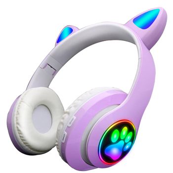 Cascos auriculares inalámbricos Niños Niñas forma Oreja Gato Bluetooth  Plegable