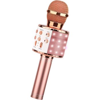 Micrófono Karaoke Bluetooth Klack , 4 En 1 Microfono Inalámbrico Portátil  Para Niños, Musica, Función De Eco, Compatible Con Android, Pc Oro Rosado