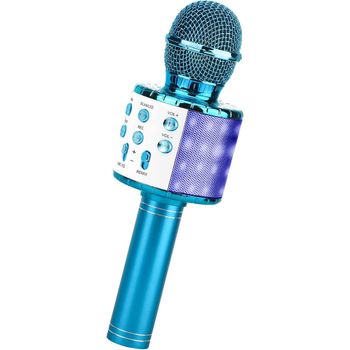 Micrófono Karaoke Bluetooth Klack , 4 En 1 Microfono Inalámbrico Portátil  Para Niños, Musica, Función De Eco, Compatible Con Android, Pc Azul