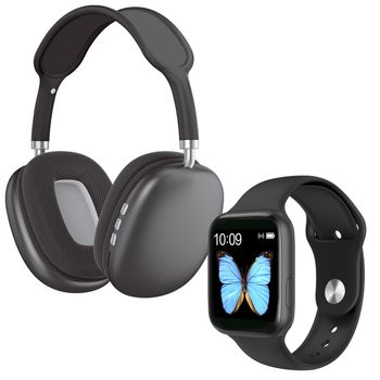 Pack Smartwatch Klack Con Auriculares De Diadema Klack Bluetooth Negro