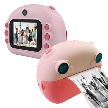 Cámara De Impresión Instantánea Klack Para Niños, Cámara De Video Digital 1080p Hd, Juguete Para Niños Para Imprimir Fotos Directamente - Rosa