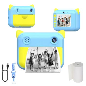 Cámara de impresión instantánea USHINING para niños Cámara digital de 12 MP  para niños de 3 a 12 años Cámara de vídeo con impresión sin tinta para niños,  pantalla 1080P de 2,4