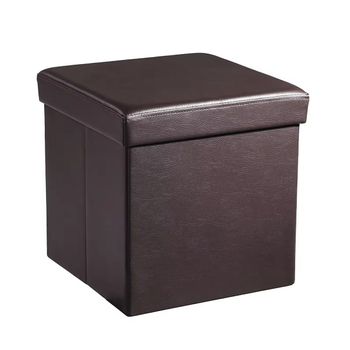 Puff Otomano Klack Plegable, Caja De Almacenamiento, Medidas De 38x38x38 Cm - Marrón