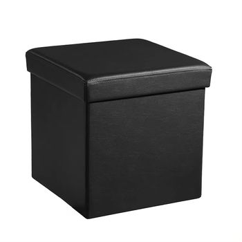 Puff Otomano Klack Plegable, Caja De Almacenamiento, Medidas De 38x38x38 Cm - Negro