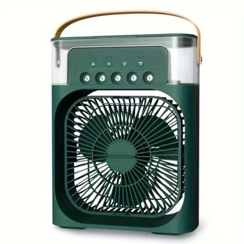 Ventilador Klack Portatil Enfriador De Aire 4 En 1 - Ventilador, Humidificador, Aromaterapia Y Luz Led De Colores Verde