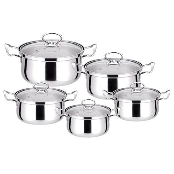 Batería De Cocina Klack De 10 Piezas En Acero Inoxidable Para Todo Tipo De Cocinas