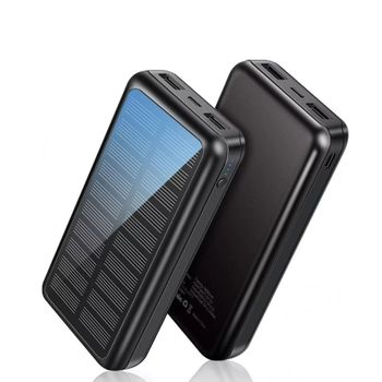 Batería Powerbank Solar Klack De 30000mah, Cargador Solar Portátil Con Entradas Tipo C Y Microusb