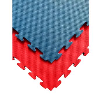 Lote X5 Losetas Tatami Puzzle - Rojo/azul  Esterilla Reversible Antideslizante  Suelo Para Gimnasios, Artes Marciales, Judo  Espesor: 25mm