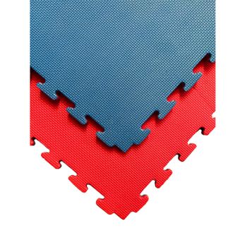 Lote X10 Losetas Tatami Puzzle - Rojo/azul  Esterilla Reversible Antideslizante  Suelo Para Gimnasios, Artes Marciales, Judo  Espesor: 20mm