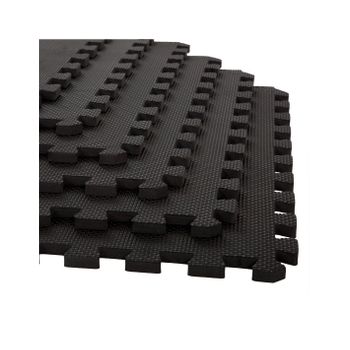 Esterilla Puzzle Para Suelos De Gimnasio Y Fitness  Negro  Protección De Goma Espuma, Tatami Puzzle Expandible 4 Unid 60x60