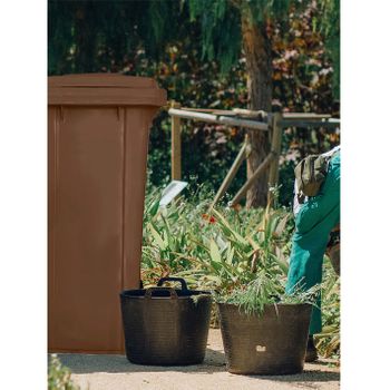 Contenedor De Basura Reciclables De Colores Con Ruedas   Mango Antideslizante  120 L (marrón)jardin202