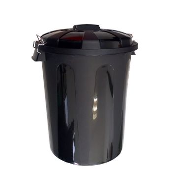 Cubo Basura De Plástico Con Tapadera  Cubo Almacenaje Y Reciclar  70 Litros (negro)jardin202