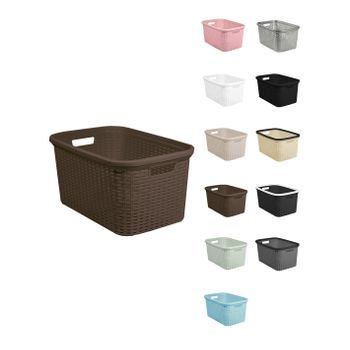 Cesta Para La Colada 25 X 53 X 36 Cm - Cesto Ropa Sucia – Cesta Rectangular Con Asas Diseño Mimbre  Marrón