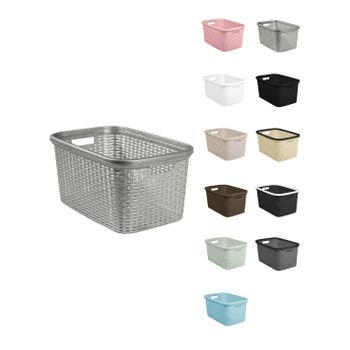 Cesta Para La Colada 25 X 53 X 36 Cm - Cesto Ropa Sucia – Cesta Rectangular Con Asas Diseño Mimbre  Plata